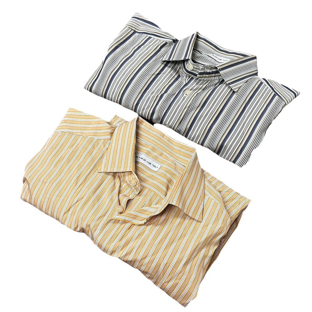 2- Etro Milano‎ Striped Long Sleeve Button Down Shirt Mens Size 42 Dress